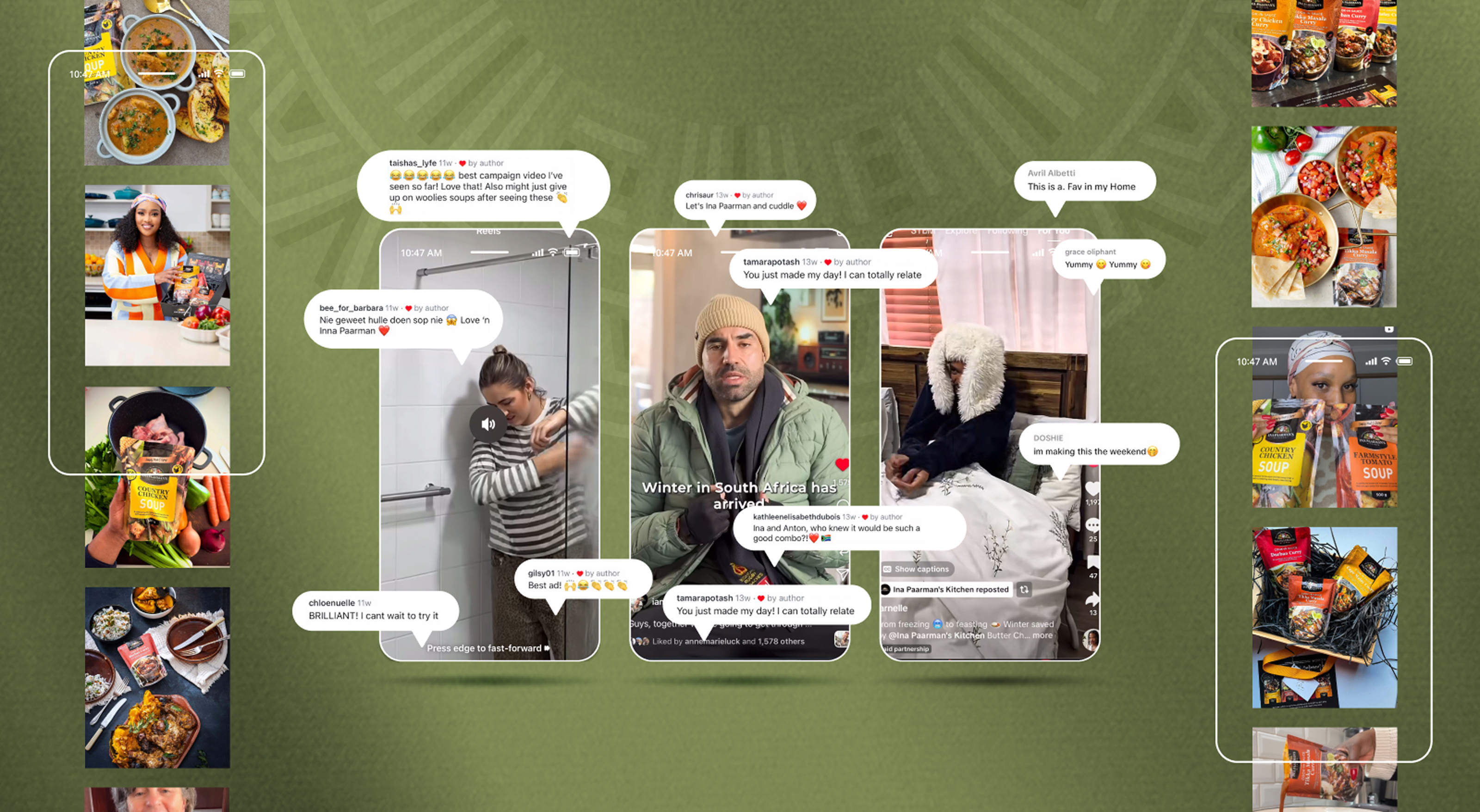 Layout showing social rollout and response