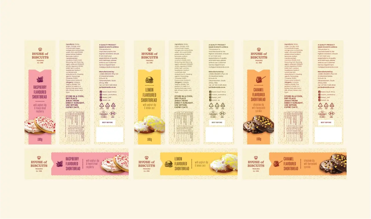 Packaging design for House of Biscuits Snack Brand
