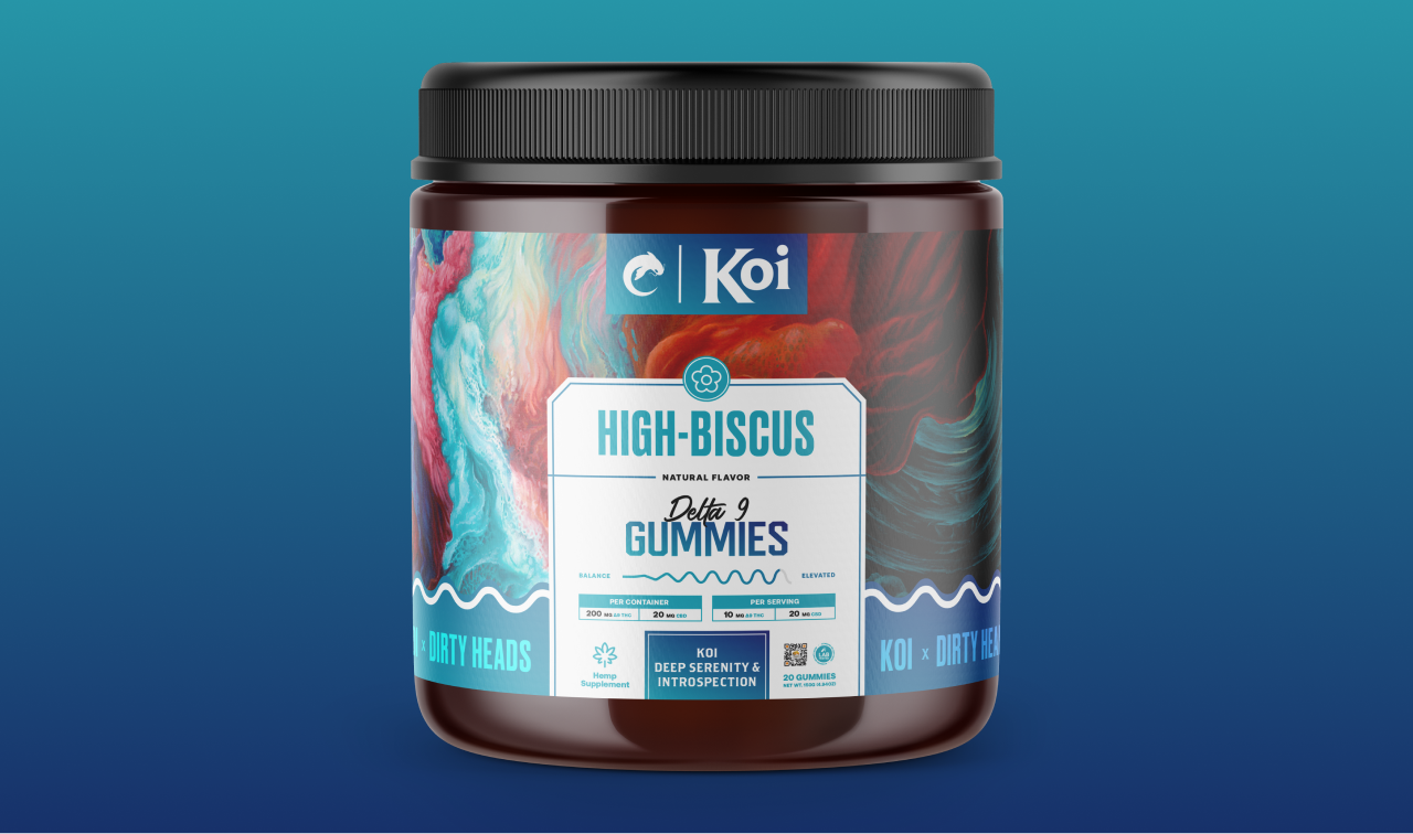 Artist Collaboration packaging of a jar of delta nine gummies