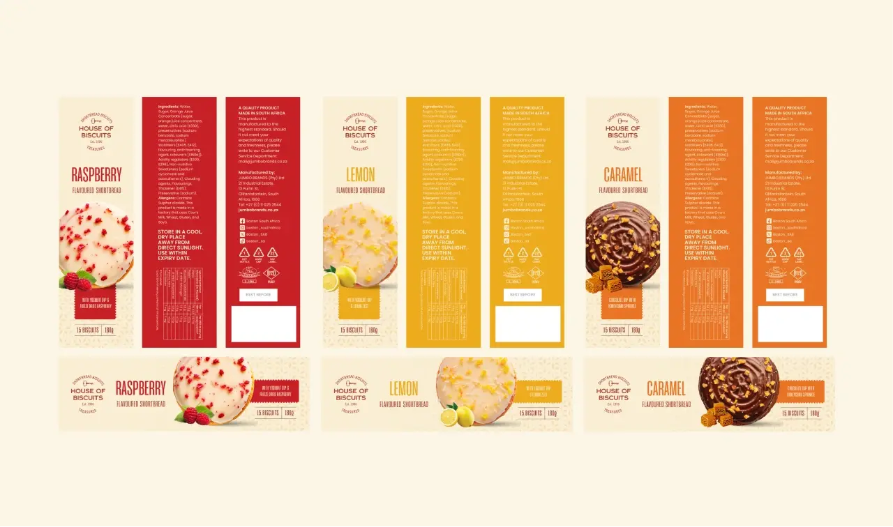 Packaging design for House of Biscuits Snack Brand