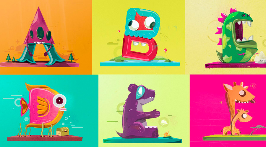 custom designed illustrated alphabet